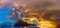 Panoramic view on ÃÂloudy sky at sunset. clouds are colored by a sunset gradient Royalty Free Stock Photo